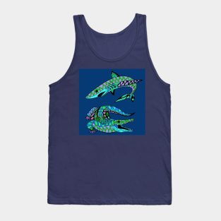 the shark and the alligator in pattern ecopop art Tank Top